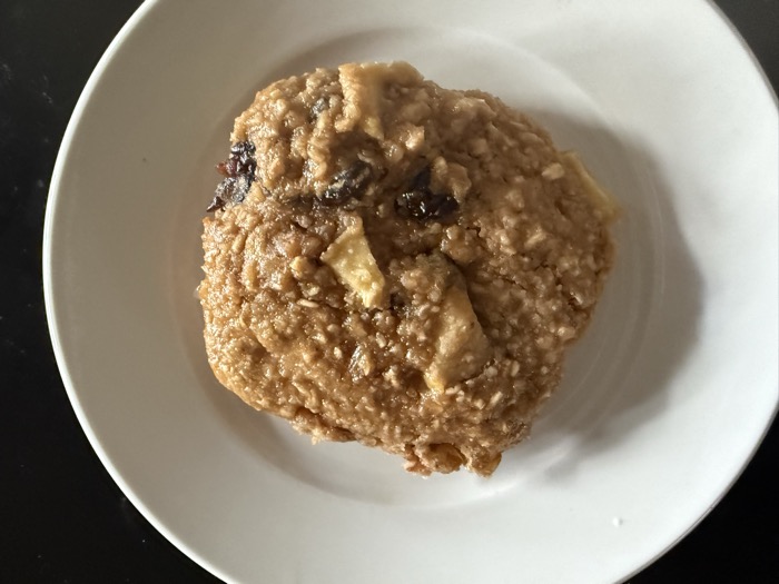 Apple-oat protein breakfast cookie on a plate